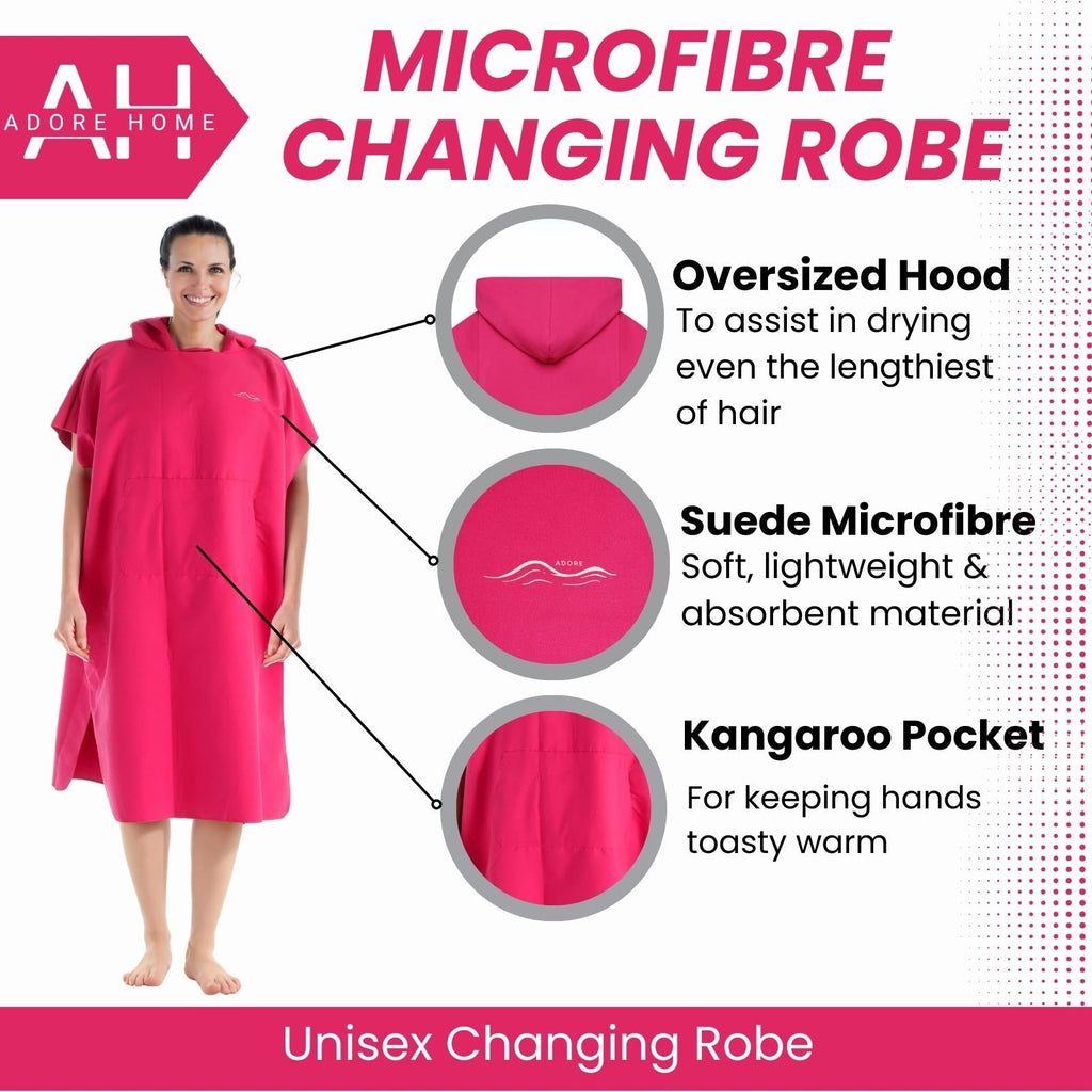 Ladies Pink Microfibre Changing Robe - Adore Home