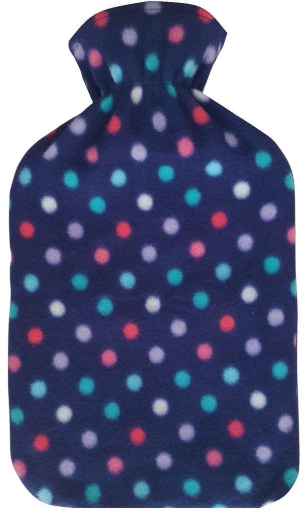 Hot Water Bottle With Polka Dot Fleece Cover 2L - Adore Home