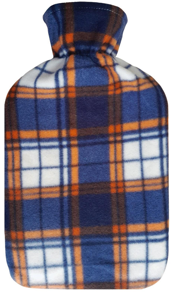 Hot Water Bottle With Tartan Check Fleece Cover 2L - Adore Home