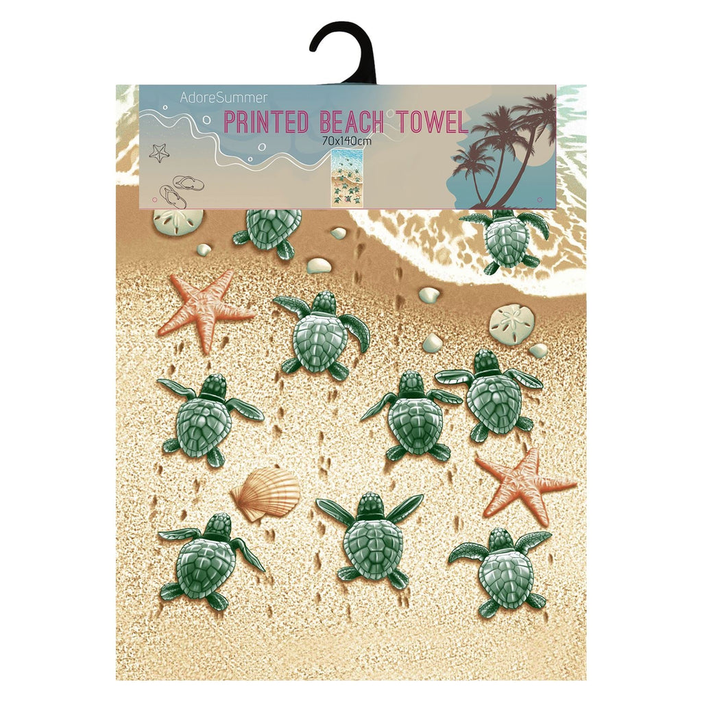 Microfibre Beach Towel, 70x140cm, Turtles - Adore Home