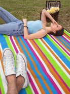 Striped Outdoor Picnic Blanket with Waterproof Reverse and Soft Fleece Top - Adore Home