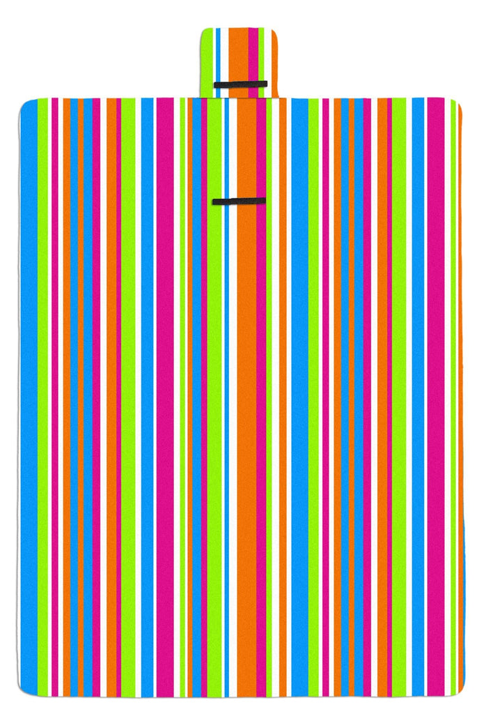Striped Outdoor Picnic Blanket with Waterproof Reverse and Soft Fleece Top - Adore Home