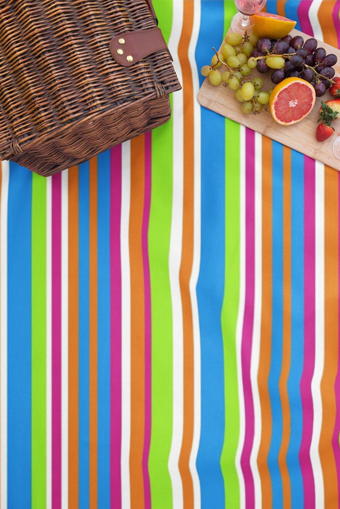 Striped Outdoor Picnic Blanket with Waterproof Reverse and Soft Fleece Top - Adore Home